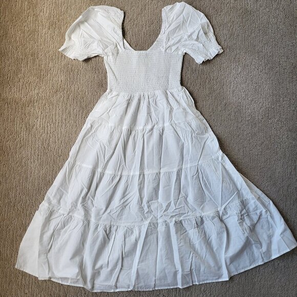 Women's Boho Off Shoulder Puff Sleeve Midi Dress – White – Size S – NWT - Picture 10 of 12